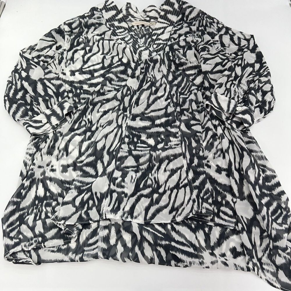Soft Surroundings Semi Sheer Black White Tunic Blouse Cover Up Size Large